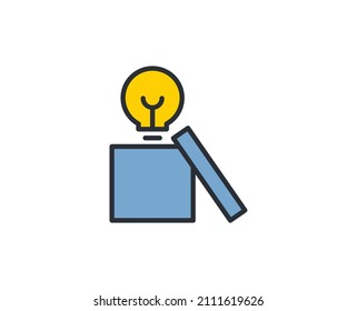 Idea flat icon. Thin line signs for design logo, visit card, etc. Single high-quality outline symbol for web design or mobile app. Marketing outline pictogram.
