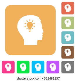 Idea flat icons on rounded square vivid color backgrounds.