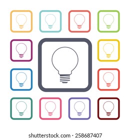 idea flat icons set. Open colorful buttons 