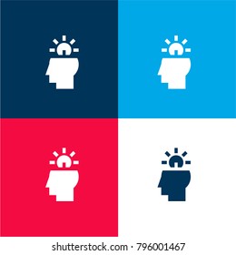 Idea four color material and minimal icon logo set in red and blue