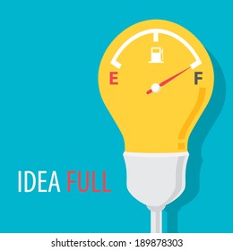 Idea full symbol with blue background. Vector illustration. Flat design