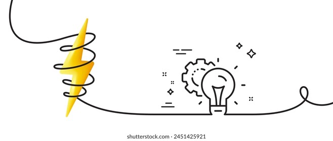 Symbol für Ideengetriebelinie. Durchgehend eine Zeile mit Curl. Einstellungen Zahnradzeichen. Symbol für den Arbeitsprozess. Idea Zahnrad Single Outline Band. Loop mit Energie. Vektorgrafik