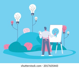 Idea generating for designing illustration concept vector
