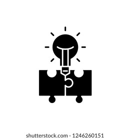 Idea generation black icon, vector sign on isolated background. Idea generation concept symbol, illustration 