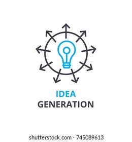 Idea generation concept , outline icon, linear sign, thin line pictogram, logo, flat vector, illustration