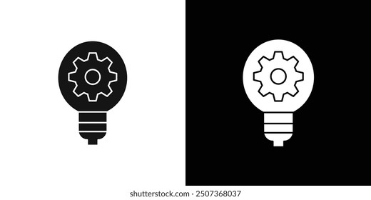 Conjunto de símbolos de línea plana de icono de generación de ideas.