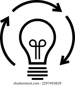 Idea generation icon in form of light bulb as an innovation or startup concept