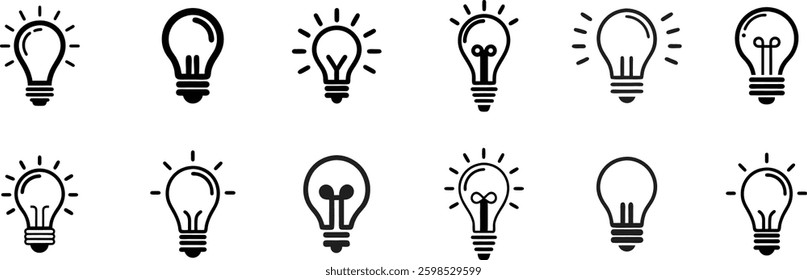 idea generation, light bulb symbol, lamp icon vector art illustration