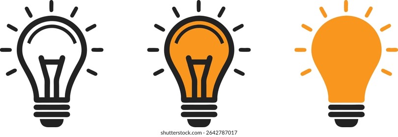 idea generation, light bulb symbol, lamp icon vector art illustration