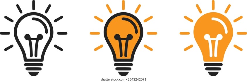 idea generation, light bulb symbol, lamp icon vector art illustration