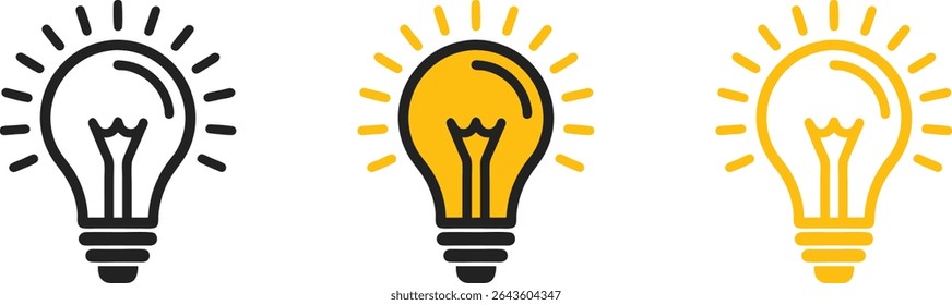 idea generation, light bulb symbol, lamp icon vector art illustration