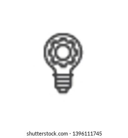 Idea generation line icon. Cogwheel and lightbulb linear style sign for mobile concept and web design. Lamp with gear outline vector icon. Working process symbol, logo illustration. Pixel perfect 