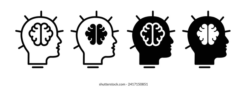 Idea generation line icon. Creative thinking icon in black and white color.