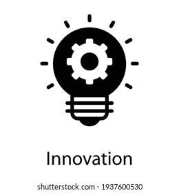 Idea generation in modern filled style gear inside bulb 