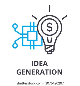 idea generation thin line icon, sign, symbol, illustation, linear concept, vector 