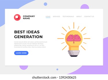 Idea generation web page banner graphic design concept. Vector flat graphic design cartoon illustration