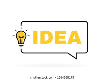 Idea geometric message bubble with light bulb emblem. Banner design for business and advertising. Vector illustration.