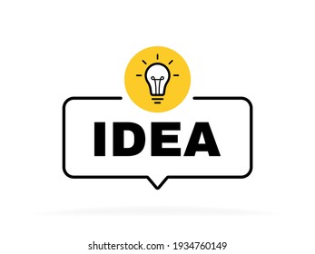 Idea geometric message bubble with light bulb emblem. Banner design for business and advertising. Vector illustration.