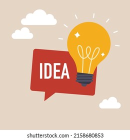 Idea geometric message bubble with light bulb emblem. Banner design for business and advertising. Vector illustration.