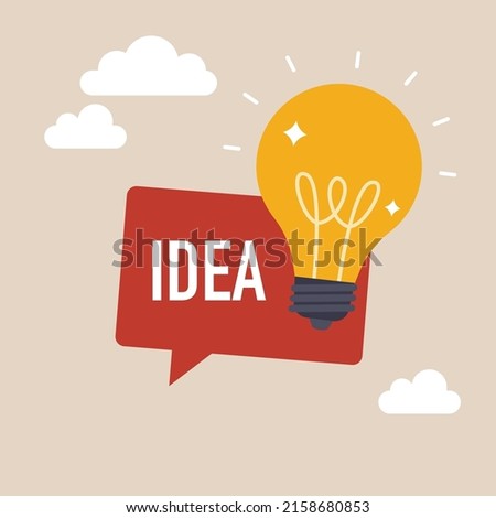 Idea geometric message bubble with light bulb emblem. Banner design for business and advertising. Vector illustration.