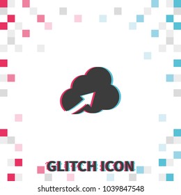 Idea  glitch effect vector illustration. Inspiration icon. Upload sign.