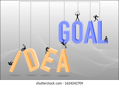 Idea and goal effort concept 3D typography illustrations