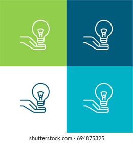 Idea green and blue material color minimal icon or logo design