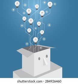Idea grow up out of box with positive thinking - Vector