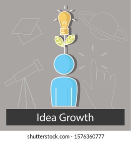 Idea growth concept. Creative idea design. Flat vector illustration for template, brochure, web site or presentation.