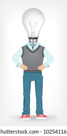 Idea Guy Isolated on Grey Gradient Background. Vector EPS 10.