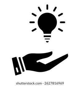 Ícone do símbolo de ideia. Design de ícone de vetor simples em estilo de glifo. Formato de vetor editável