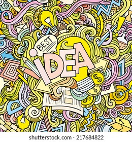 Idea hand lettering and doodles elements background. Vector illustration