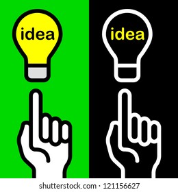 idea hand symbols on green and black
