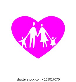 Idea for happy family concept. Vector template - loving parents and children together