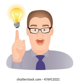 The idea has come to the man to mind. Vector illustration