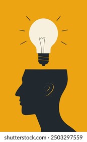 Ideenkopfkonzept, kreatives und innovatives Design - flache Vektorgrafik
