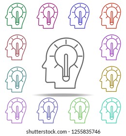 idea in head icon. Elements of intelligence in multi color style icons. Simple icon for websites, web design, mobile app, info graphics