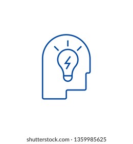 Idea in head line icon concept. Idea in head flat  vector symbol, sign, outline illustration.