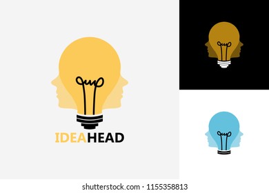 Idea Head Logo Template Design Vector, Emblem, Design Concept, Creative Symbol, Icon