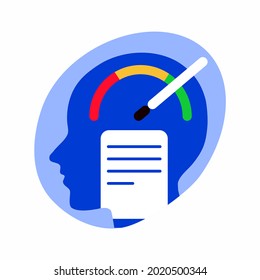 Idea in head - pictogram logo icon. Vector illustration. The person who found the solution. Brilliant insight. For website postcard banner poster.