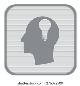 Idea head, Vector Icon head think silhoutte vector man and his mind about  lightbulb sign. character ideas. incandescent lamp . icon of electric light