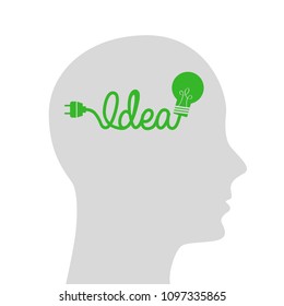 Idea in head. Vector illustration
