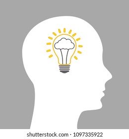 Idea in head. Vector illustration