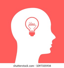 Idea in head. Vector illustration
