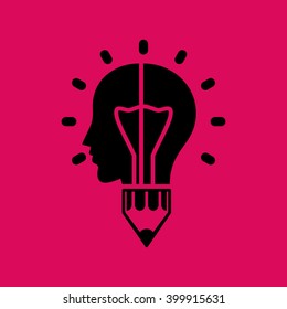 Idea, Head & Write in One Idea bulb Icon. Eps-10.