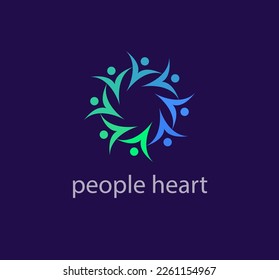 Idea of ​​teamwork from heart and solidarity from people logo. Unique color transitions. people logo template. vector.