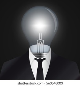 Idea. Human head with bulb symbol. Vector illustration