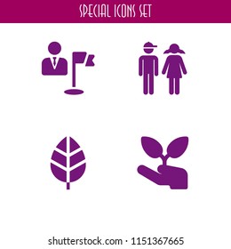 idea icon. 4 idea set with child, goal and leaf vector icons for web and mobile app