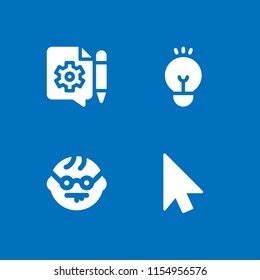 idea icon. 4 idea set with geek, think, cursor and content vector icons for web and mobile app