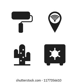 idea icon. 4 idea vector icons set. cactus, strongbox and wifi pin icons for web and design about idea theme